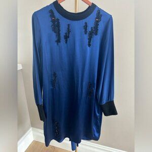 3.1 Phillip Lim Silk Beaded Dress with Mohair Cuffs - Size 6